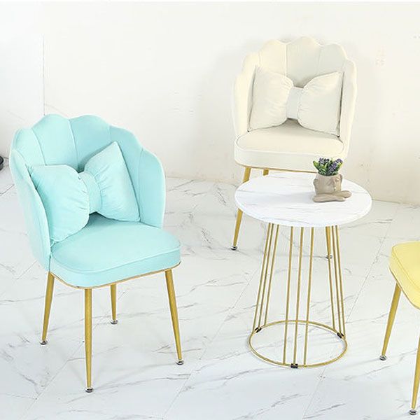 Nordic Style Metal Dining Room Chair Velvet Armless Dining Chairs for Home Use