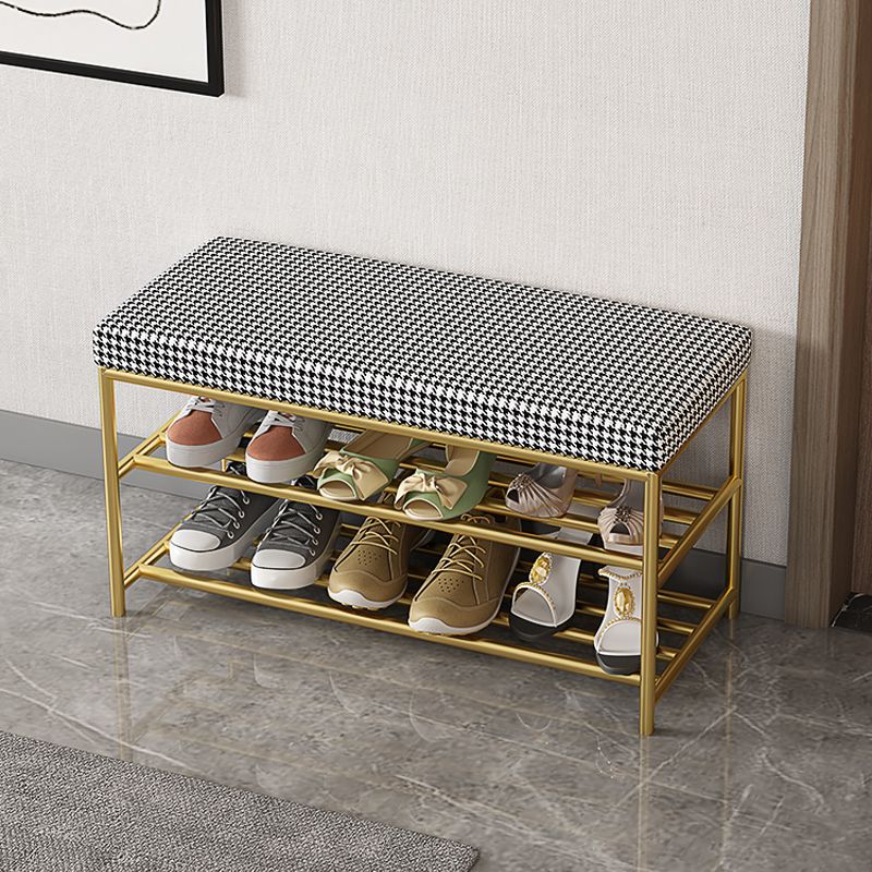 Rectangle Shoe Storage Entryway Bench Cushioned Modern Metal Seating Bench Clearhalo 'Benches' 'Chairs & Seating' 'furn' 'furn_benches' 'Furniture' 'Living Room Furniture' 1200x1200_749757be-02b6-4363-b16e-fda9e4724833