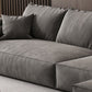 35"H Contemporary Sectional Sofa Grey Leather Cushion Back Sectional
