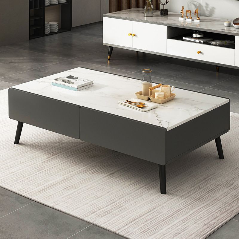 Stone Rectangle Contemporary Coffee Table 4 Legs Coffee Table Clearhalo 'Coffee & Accent Tables' 'Coffee Tables' 'coffee_tables' 'furn' 'furn_coffee_tables' 'Furniture' 'Living Room Furniture' 1200x1200_749ae2a1-25cb-4597-81a3-b322d9d33bbc