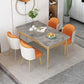 Set da pranzo Nordic Stone Top 1/2/5/7 pezzi Tavolo da pranzo grigio con sedie in pelle