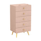 Commode de chambre blanche et rose, coffre de rangement en bois de style moderne avec plusieurs tiroirs