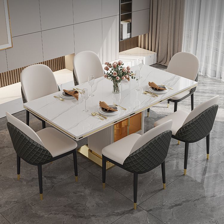 Glam Metal Dining Armless Chair Faux Leather Dining Chairs for Restaurant Use (Set of 2) Clearhalo ' kitchen&dining_furn' 'Dining Chairs' 'Dining Tables & Seating' 'dining_chair' 'furn' 'furn_dining_chair' 'Furniture' 'furniture_dining_chair' 'Kitchen & Dining Furniture' 'kitchen' 1200x1200_749f6870-a68a-4cc1-9c98-b20c1cfb7cff