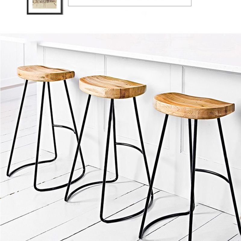 Contemporary Wood Seats Counter Stools Black Base Indoor Bar Stool for Kitchen Clearhalo 'Bar Furniture' 'Bar Stools' 'bar_stools' 'furn' 'furn_bar_stools' 'furniture_bar_stools' 'Kitchen & Dining Furniture' 'kitchen&dining_furn' 'kitchen' 'kitchen_furn' Furniture' 1200x1200_74a066b3-a5fb-4b07-85f1-617339f0d839