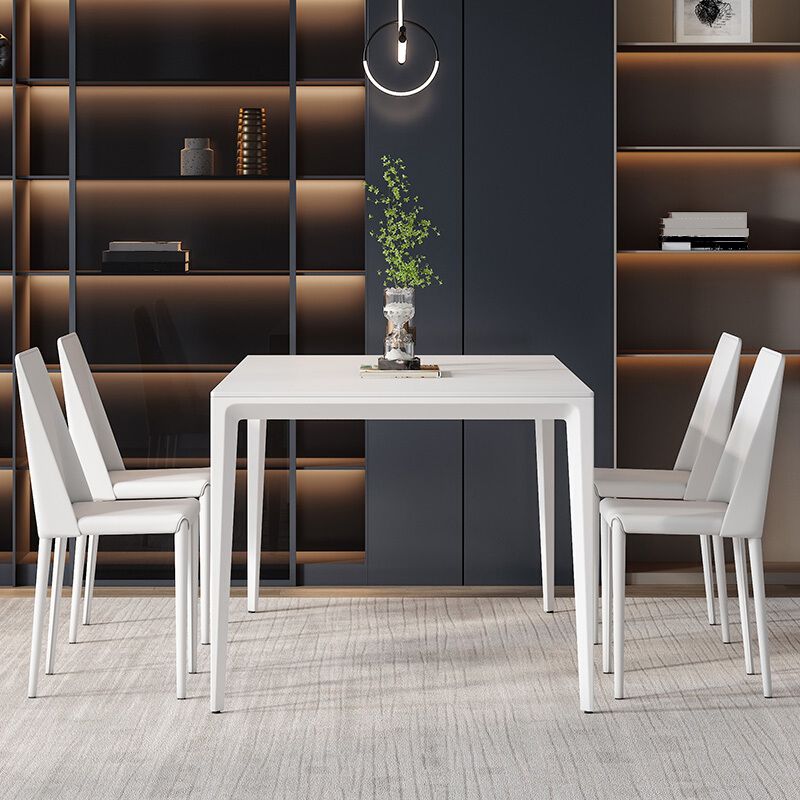Modern Style Sintered Stone Table 4 Legs Base Rectangle Table for Home Clearhalo ' dining_table' 'Dining Tables & Seating' 'Dining Tables' 'Furniture' 'furniture_dining_table' 'Kitchen & Dining Furniture' 'kitchen&dining_furn' 'kitchen' 'kitchen_dining_table' 1200x1200_74a22f8e-a170-4d0e-b4e7-e60b84c17e4d