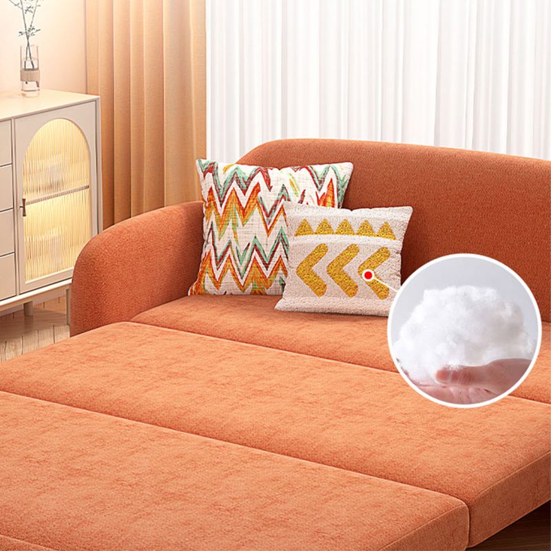 Ronde armbank bed met 2 kussens slipcovered bank in oranje