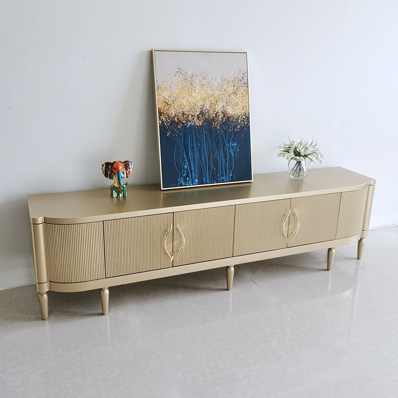 Glam Wood TV Media Stand con puertas, consola de soporte de televisión de almacenamiento cerrado