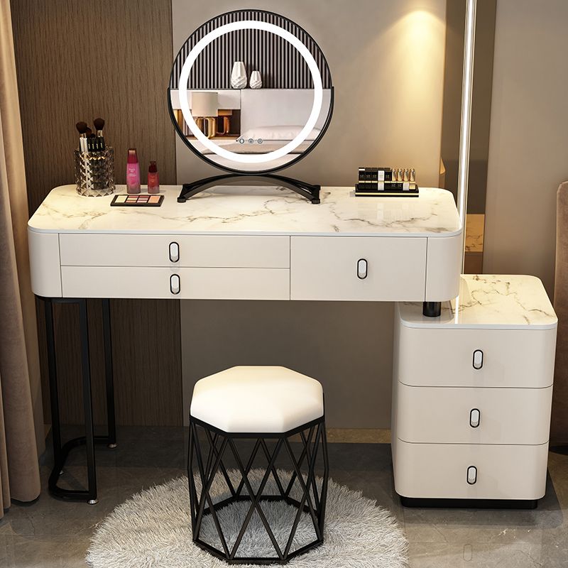 Glam Bedroom Vanity Dressing Table Stone Makeup Vanity Desk with Drawer