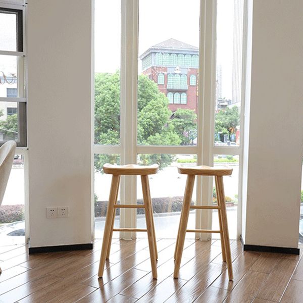 Modern Saddle Seat Counter Stool Solid Wood Armless Bar Stool