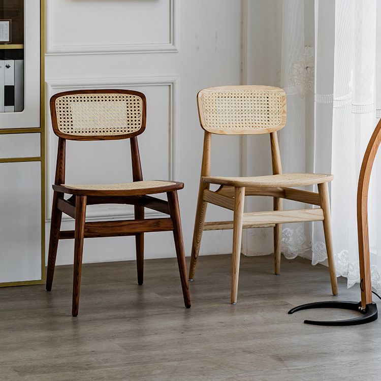 Zeitgenössischer Indoor Massivholz offener armloser Esstuhl