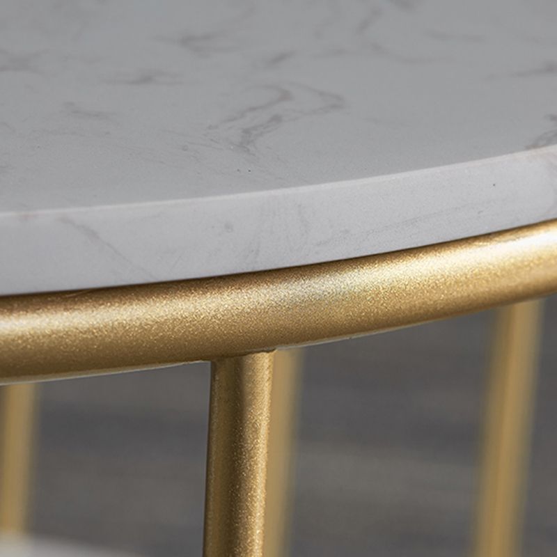 Mesa de centro ovalada con marco de mesa de cóctel de mármol Glam para sala de estar
