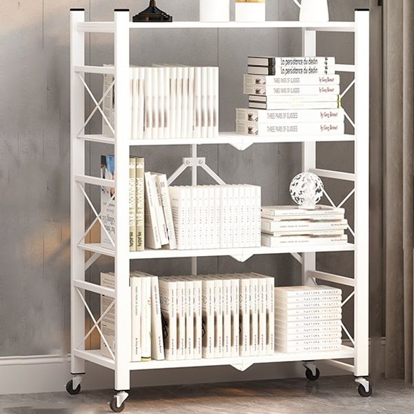 Industrial Geometric Bookcase Metal Open Back Bookcase with Wheels Clearhalo 'Bookcases' 'furn' 'furn_bookcases' 'Furniture' 'furniture_bookcases' 'Office Furniture' 1200x1200_74b0c319-35e0-4bce-b2b7-d1f497f1c48f