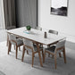 Mesa de comedor rectangular industrial Mesa de piedra sinterizada con patas de madera
