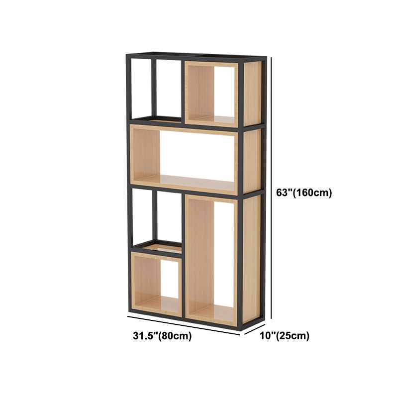 Industrial Open Etagere Bookshelf Iron Frame Solid Wood Shelf Bookshelf Clearhalo 'Bookcases' 'furn' 'furn_bookcases' 'Furniture' 'furniture_bookcases' 'kitchen' 'kitchen_bookcases' 'Living Room Furniture' 'Office Furniture' 1200x1200_74b57050-af83-4633-b04f-26640f499f53