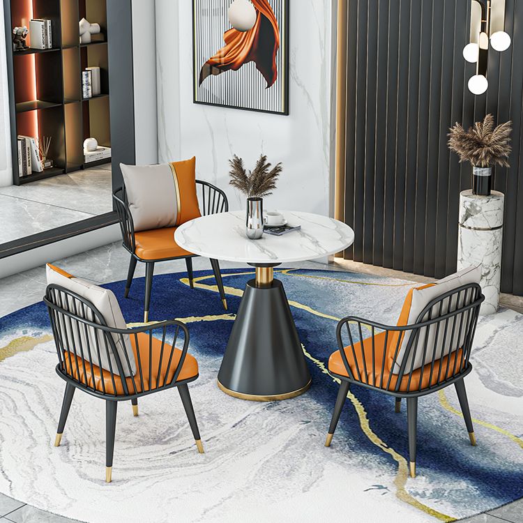 Metal Modern Round Indoor Table Sintered Stone Table for Kitchen Clearhalo 'Dining Tables & Seating' 'Dining Tables' 'dining_table' 'furn' 'furn_dining_table' 'Furniture' 'Kitchen & Dining Furniture' 1200x1200_74b59a88-97ae-42ab-a0de-91d46a360620