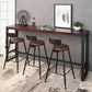 Mesa de bar industrial para vino, mesa de bistró con tapa de madera maciza y base negra