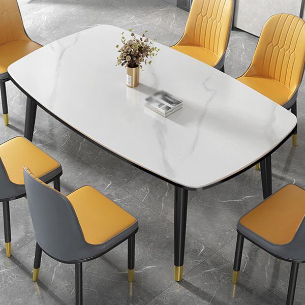 Modern Sintered Stone Top Kitchen Dining Table Rectangle Shape Dining Table with 4 Legs Base Clearhalo ' dining_table' 'Dining Tables & Seating' 'Dining Tables' 'Furniture' 'furniture_dining_table' 'Kitchen & Dining Furniture' 'kitchen&dining_furn' 'kitchen' 'kitchen_dining_table' 1200x1200_74bbd4c5-7343-49ec-8b80-6d45a62a7459