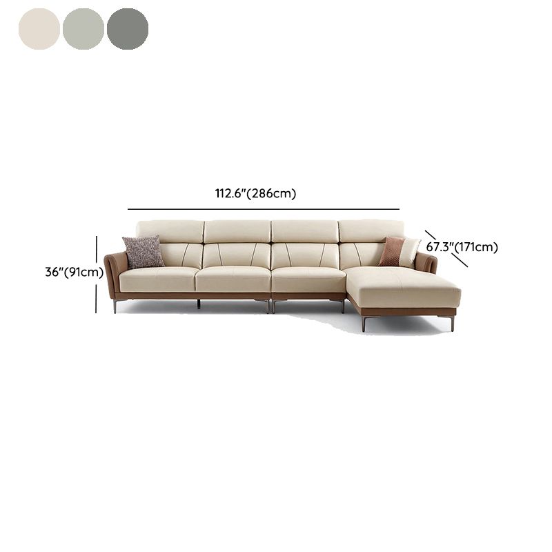 37.8 "W echt lederen vierkante arm sectionals bank, moderne Chesterfield Sectionals