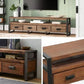Brown Media Console mit Regalen Industriekiefern Holz Top -TV -Medienstand