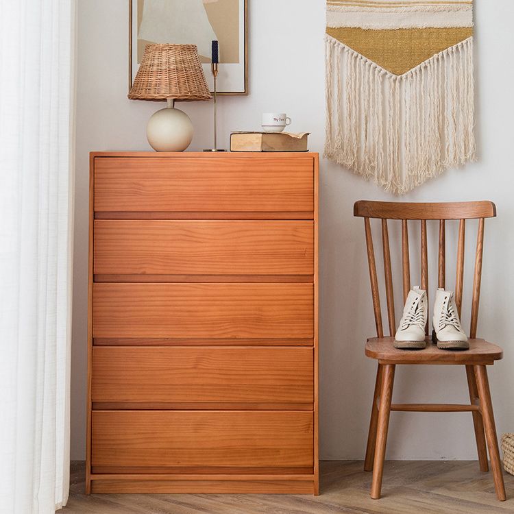 Mid-Century Modern Chest with 5 Drawers in Pine Wood Accent Chest Clearhalo 'Cabinets & Chests' 'cabinets_chests' 'furn' 'furn_cabinets_chests' 'Furniture' 'Living Room Furniture' 1200x1200_74c01187-fed9-464e-870d-4a57d4d4e903