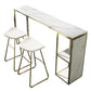 Mesa de bar rectangular Glam, mesa de pedestal doble de mármol sintético con almacenamiento