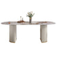 Contemporary Dining Table Stainless Steel Base Oval Double Pedestal Table for Home