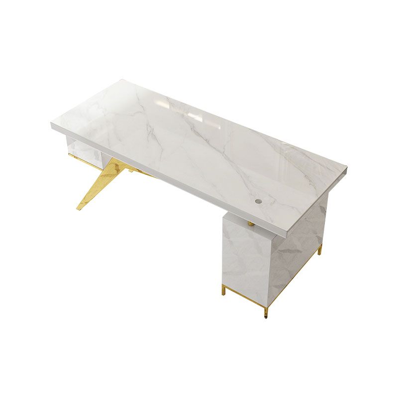 Glam en marbre bureau de bureau armoire de rangement de rangement bureau de piédestal en gris et blanc