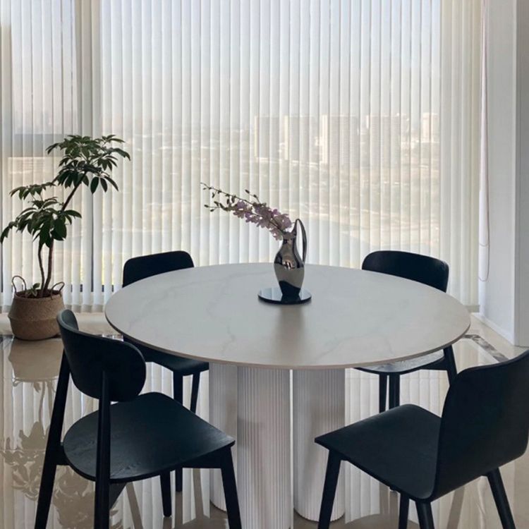 Tavolo da pranzo in pietra sinterizzato bianco nero mobili moderni con base di piedistallo