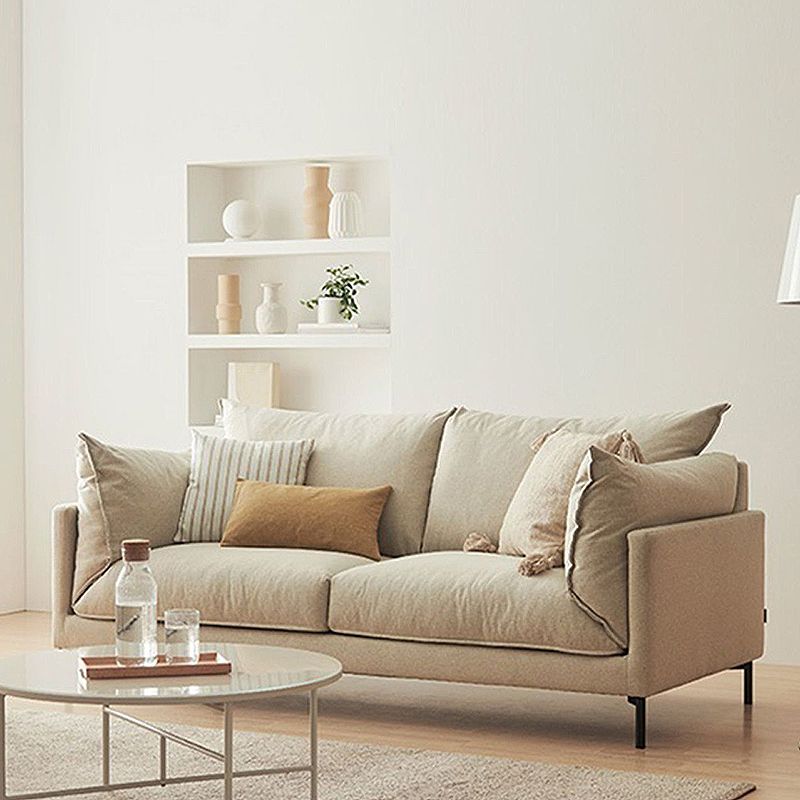 2つの枕を備えたモダンなソファ標準枕トップアームファブリックソファ