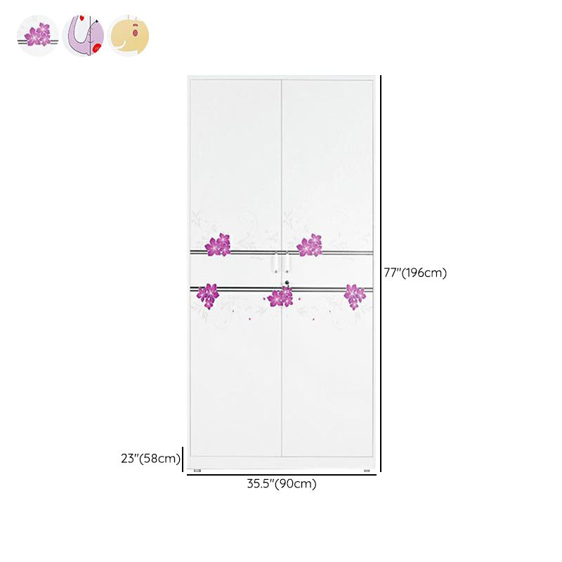 Modern Armoire Steel 2 Doors White Small Wardrobe Armoire with Lock Clearhalo 'Armoires & Wardrobes' 'armoires_wardrobes' 'Bedroom Furniture' 'furn' 'furn_armoires_wardrobes' 'Furniture' 1200x1200_74c45257-cb09-4e95-bbc5-2c04ae15591c