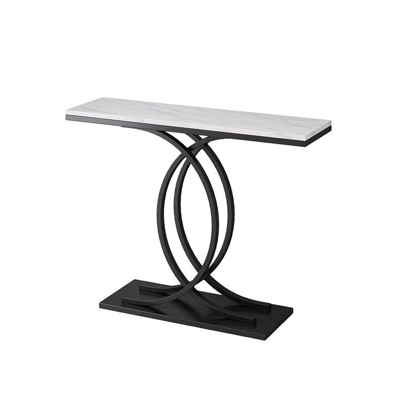 Glam Style Rectangle Console Table with Pedestal Base for Hall