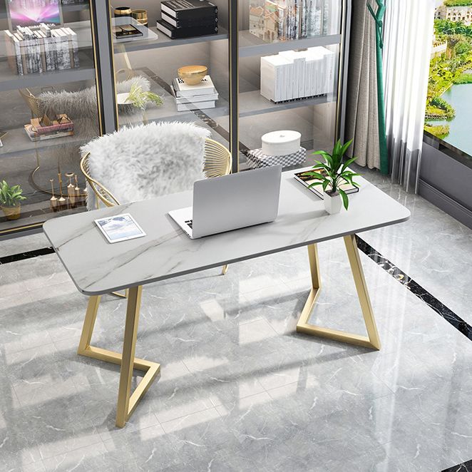 Glam Style Office Desk Artificial Marble Study Room and Office Writing Desk Clearhalo 'Furniture' 'furniture_office_desk' 'Office Desks' 'Office Furniture' 'office_desk' 1200x1200_74c515b7-63dc-4aeb-b8e8-c2c32c3ad27e