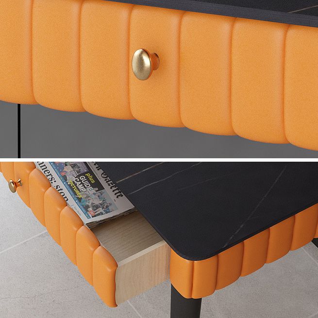 Contemporary Office Desk Sintered Stone Desktop with 2 Drawers Black Table Leg Desk Clearhalo 'furn' 'furn_office_desk' 'Furniture' 'Office Desks' 'Office Furniture' 'office_desk' 1200x1200_74c59cf2-9c8b-4123-935b-ca704e582687