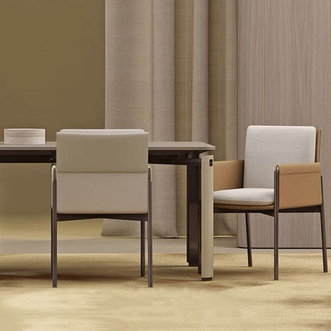 Designer Style Leather Home Chair Solid Back Single Dining Side Arm Chair Clearhalo ' kitchen&dining_furn' 'Dining Chairs' 'Dining Tables & Seating' 'dining_chair' 'furn' 'furn_dining_chair' 'Furniture' 'furniture_dining_chair' 'Kitchen & Dining Furniture' 'kitchen' 1200x1200_74c76c25-c47a-4945-8695-f3fde7a7008b