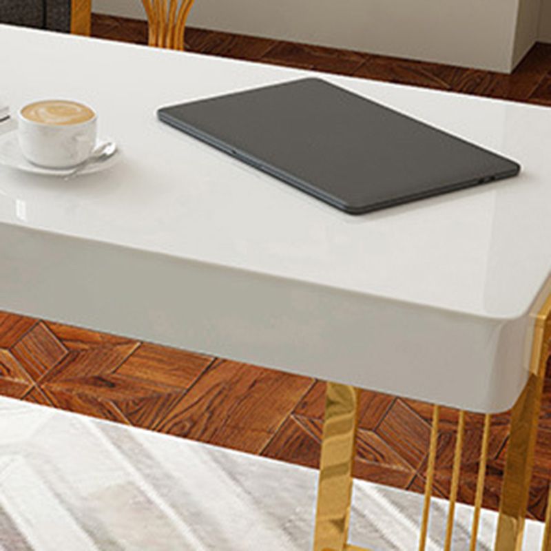 Scrivania per ufficio specchio glam rettangolare con scrivania di gambe in metallo oro