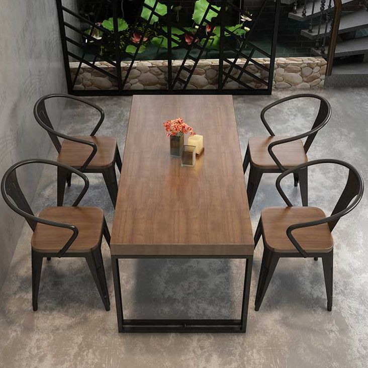 Industrial Style Solid Wood Top Dining Room Set with 4 Legs Table Dining Table Furniture Clearhalo 'Dining Room Sets' 'Dining Tables & Seating' 'dining_room_set' 'furn' 'furn_dining_room_set' 'Furniture' 'furniture_dining_room_set' 'Kitchen & Dining Furniture' 'kitchen&dining_furn' 'kitchen' 1200x1200_74c86b83-2ac5-4aa6-8ace-f61b32778844