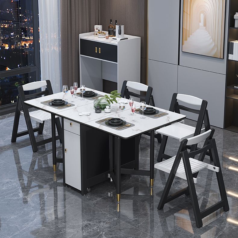 Solid Wood Contemporary Rectangular Table Glass Top Table with Drop Leaf Clearhalo 'Dining Tables & Seating' 'Dining Tables' 'dining_table' 'furn' 'furn_dining_table' 'Furniture' 'furniture_dining_table' 'Kitchen & Dining Furniture' 'kitchen' 'kitchen_dining_table' 1200x1200_74c88f10-2874-4676-a8f4-b6ac473387cd