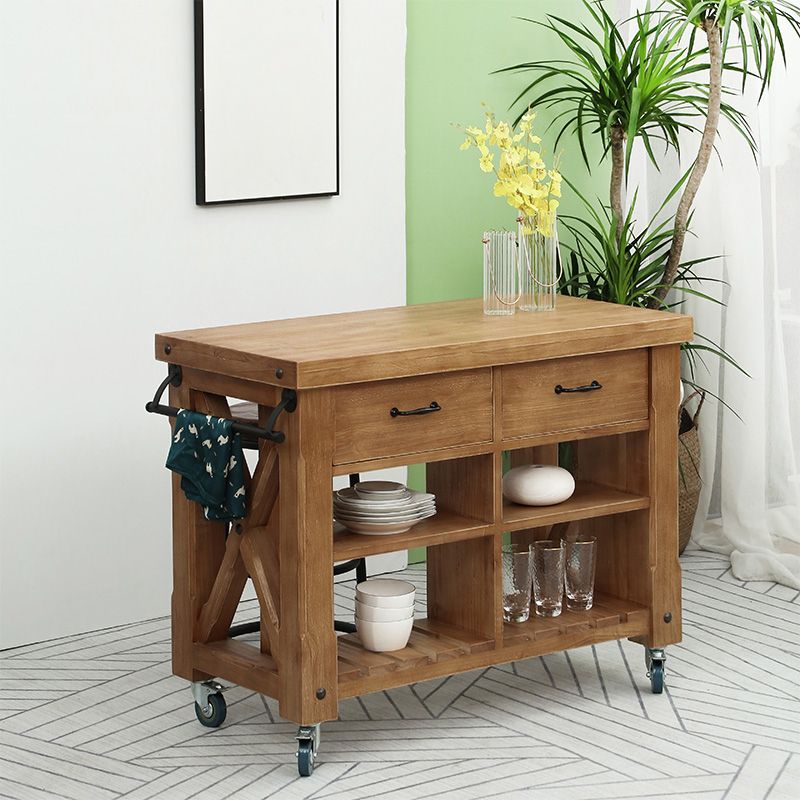 Industrial Stationary Kitchen Cart Wood Rectangular Kitchen Island Cart Clearhalo 'furn' 'furn_kitchen_islands_carts' 'Furniture' 'Kitchen & Dining Furniture' 'Kitchen Islands & Carts' 'kitchen_islands_carts' 1200x1200_74c91023-fc45-4522-b8e4-2dc4451c88a6
