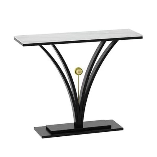 Contemporary Stone Console Sofa Table Rectangle Metal End Table for Hall