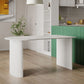 White Two Base Dining Table Modern White Stone Top Dining Table for Living Room Clearhalo 'Dining Tables & Seating' 'Dining Tables' 'dining_table' 'furn' 'furn_dining_table' 'Furniture' 'furniture_dining_table' 'Kitchen & Dining Furniture' 1200x1200_74caa828-21a9-4c5a-8b81-3cf90733b1e9