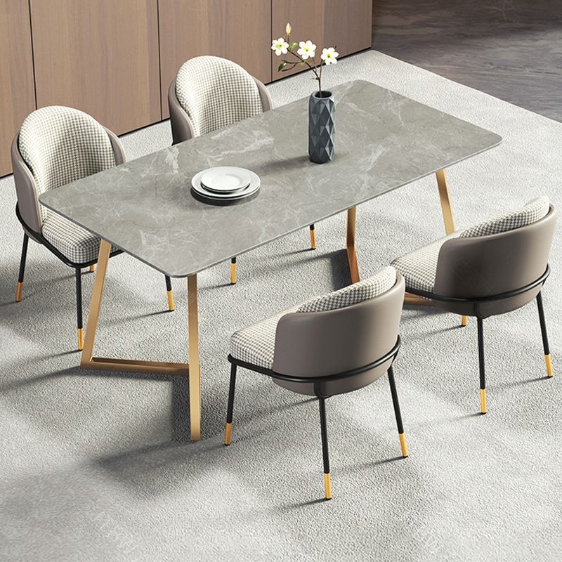 Modern White with Marble Counter Table Rectangle Dining Table for Kitchen Clearhalo 'Dining Tables & Seating' 'Dining Tables' 'dining_table' 'furn' 'furn_dining_table' 'Furniture' 'Kitchen & Dining Furniture' 1200x1200_74cb1e44-ac0e-4820-9bdb-15dfec40b8a4
