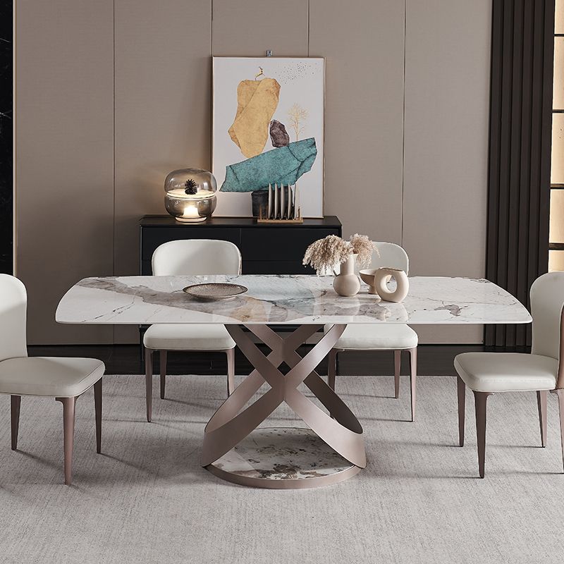 Modern Rectangle Dining Table Set 1/4/5/6/7 Pieces Dinette Set with Sintered Stone Top Clearhalo 'Dining Room Sets' 'Dining Tables & Seating' 'dining_room_set' 'furn' 'furn_dining_room_set' 'Furniture' 'Kitchen & Dining Furniture' 1200x1200_74cbc185-57a3-4840-a35b-a37023e720b5