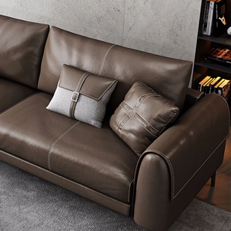 Vintage Sofa Dark Brown Pillows Rolled Arm Living Room Settee