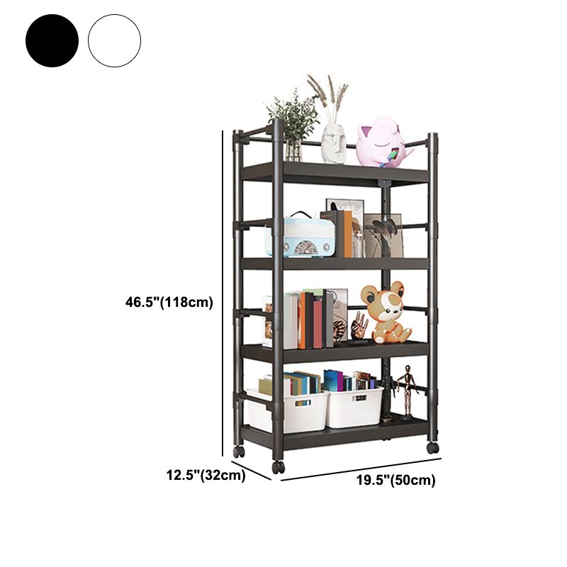 Industrial Style Metal Bookshelf Etagere Shelf Bookcase with Caster Wheels Clearhalo 'Bookcases' 'furn' 'furn_bookcases' 'Furniture' 'furniture_bookcases' 'Office Furniture' 1200x1200_74cf8ed2-541f-4cf5-971e-6c997c9269e5