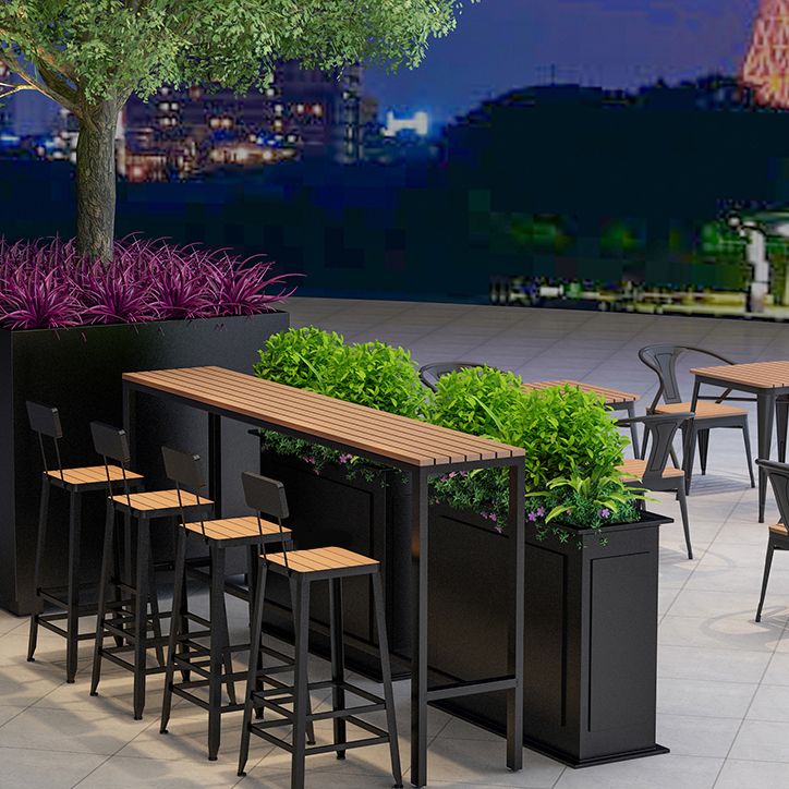 Outdoor Industrial Counter Stool Wood and Metal Black Footrest Bar Stool Clearhalo 'Bar Furniture' 'Bar Stools' 'bar_stools' 'furn' 'furn_bar_stools' 'Furniture' 'Kitchen & Dining Furniture' 1200x1200_74cfd6bd-9928-4d5b-b402-c620290258a9