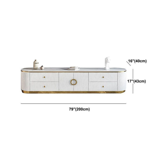 Glam Gloss TV Stand White Stone TV Console con cassetti e mobile