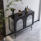 Glass Door Iron Sideboard Glam Server Cabinet with Storage for Living Room Clearhalo 'buffet_sideboard' 'Buffets & Sideboards' 'furn' 'furn_buffet_sideboard' 'Furniture' 'Kitchen & Dining Furniture' 1200x1200_74d05a27-cb84-4ffd-b2ca-5190bb363aa5