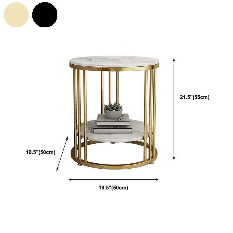 Faux Marble Accent Table Nightstand 21.65" Tall Glam Bedside Cabinet with 2 Shelves Clearhalo 'Bedroom Furniture' 'furn' 'furn_night_stand' 'Furniture' 'night_stand' 'Nightstands' 1200x1200_74d099da-aebc-4ffd-899d-5a6e626425d0