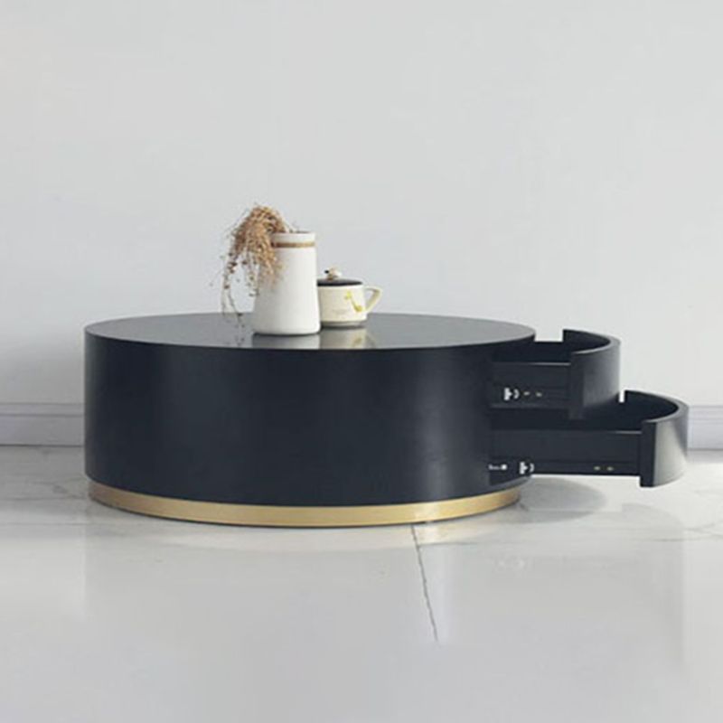 1 einzelner runder Couchtisch Drum Couchtisch in Schwarz/Dunkelgrau