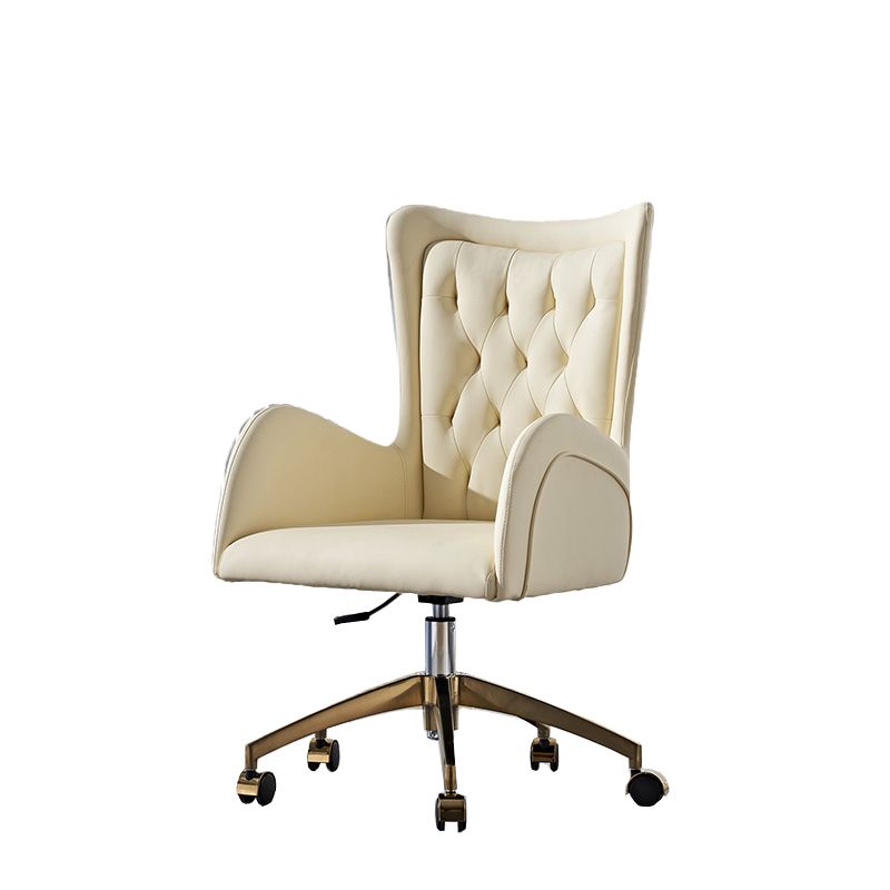 Chaise de chaise pivotante en cuir sans bras contemporain chaise de bureau réglable tufted